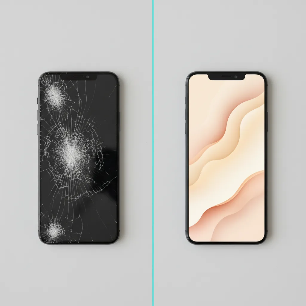 Before and after screen repair